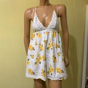 Floral sun dress with lacy top